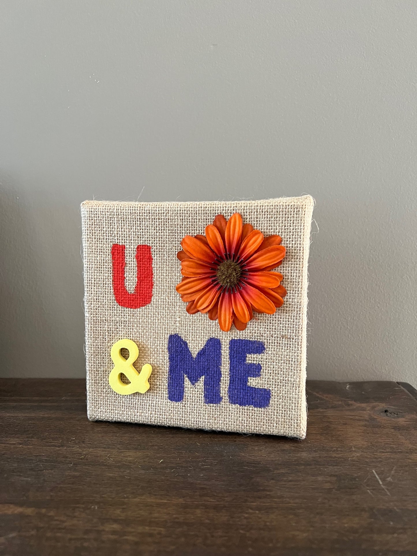 U & Me burlap block