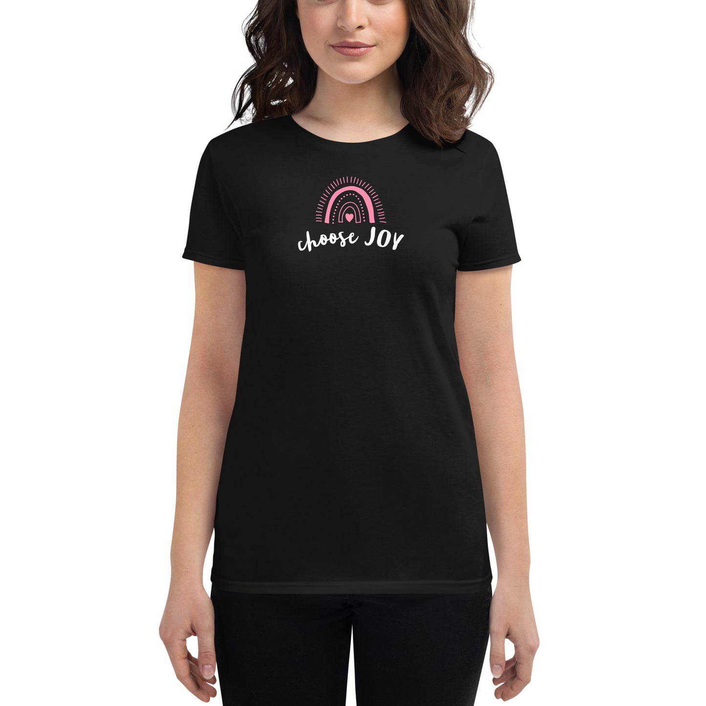 Choose Joy (pink rainbow) women's short sleeve t-shirt