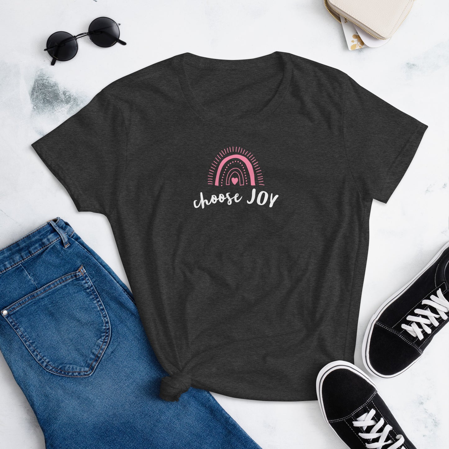 Choose Joy (pink rainbow) women's short sleeve t-shirt