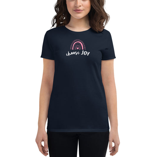 Choose Joy (pink rainbow) women's short sleeve t-shirt