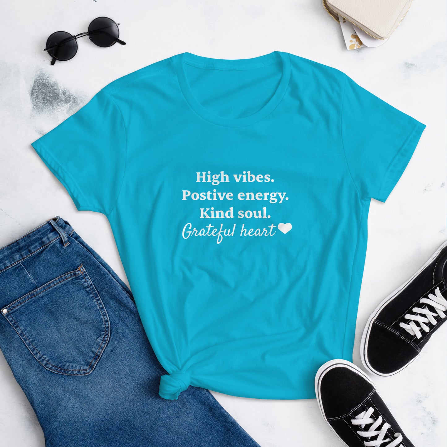 High vibes, grateful heart women's short sleeve t-shirt