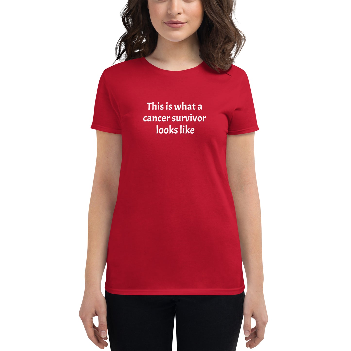 This is what a cancer survivor looks like short sleeve t-shirt (women's)